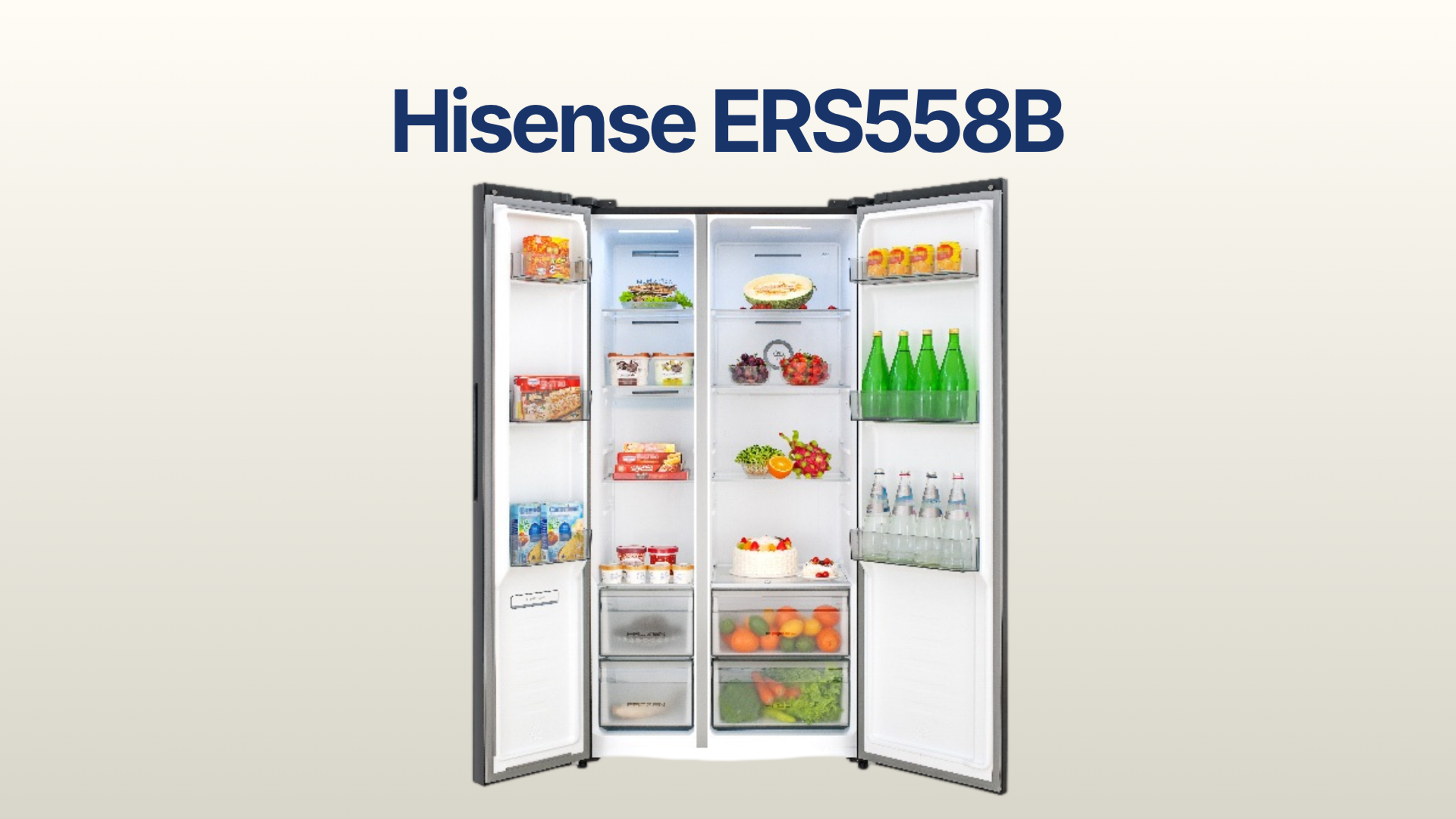 รูปภาพหน้าปก ตู้เย็น Hisense 2 ประตู Side By Side 19.8 คิว รุ่น ERS558B