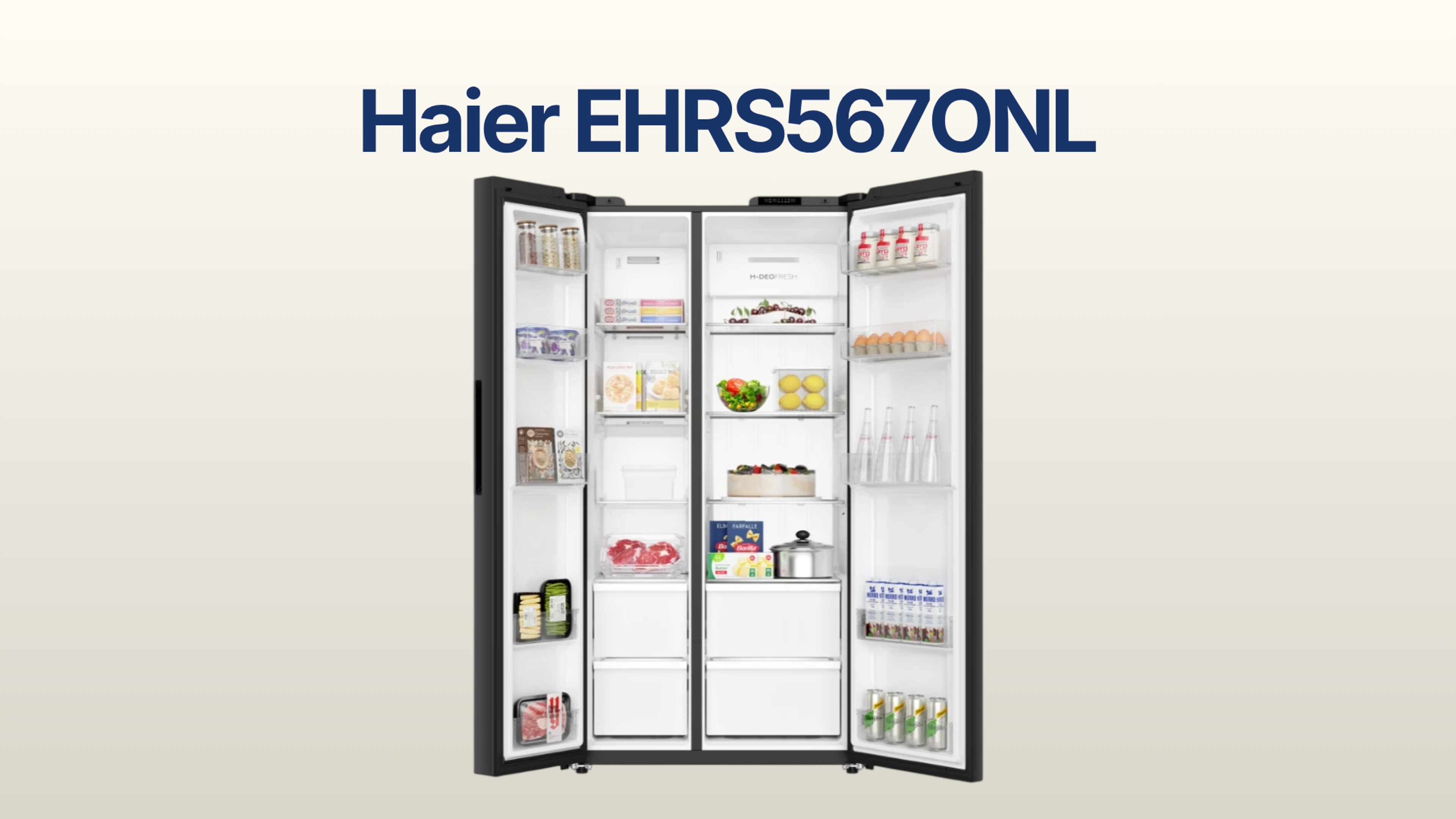 รูปภาพหน้าปก ตู้เย็น Haier 2 ประตู Side By Side 20.1 คิว รุ่น EHRS567ONL
