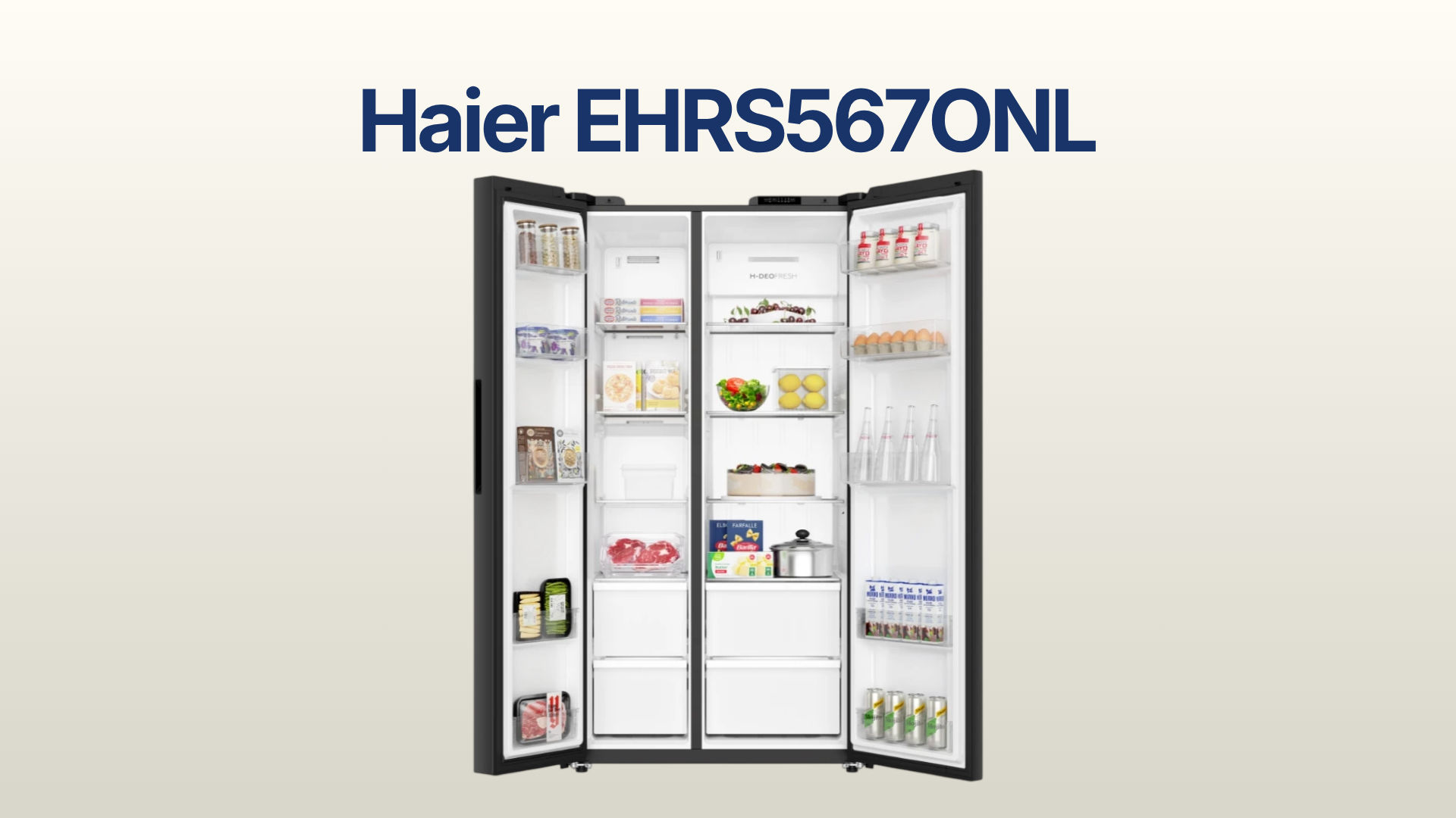 รูปภาพหน้าปก ตู้เย็น Haier 2 ประตู Side By Side 20.1 คิว รุ่น EHRS567ONL