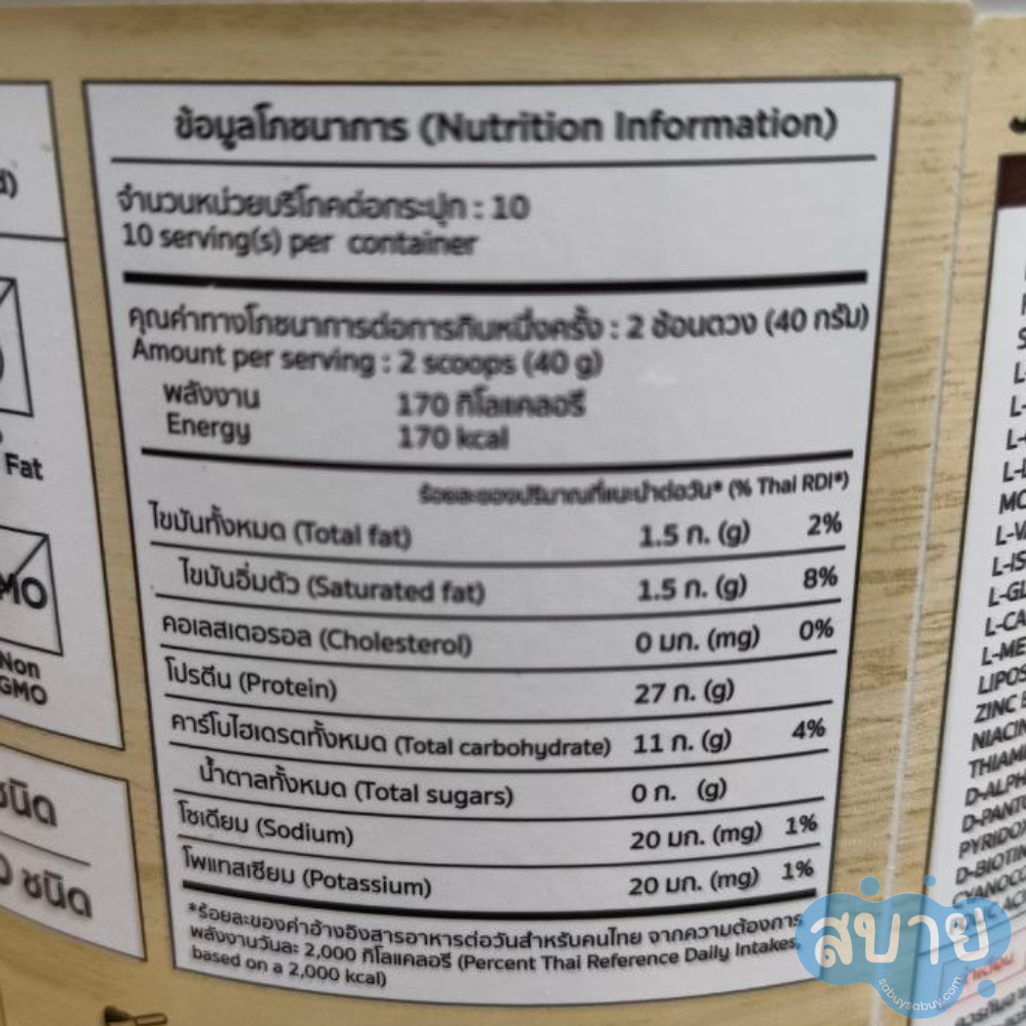ฉลากโภชนาการของ Dr.JiLL JIL S Plant-Based Protein