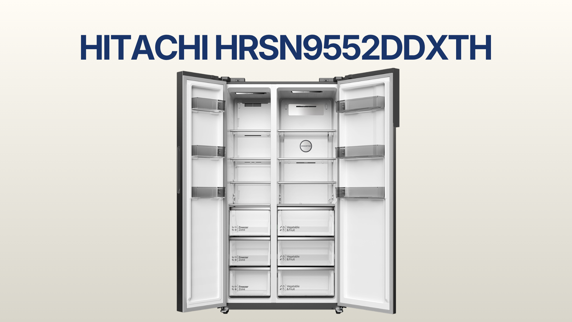 รูปภาพหน้าปก ตู้เย็น HITACHI 2 ประตู Side By Side 18.5 คิว รุ่น HRSN9552DDXTH