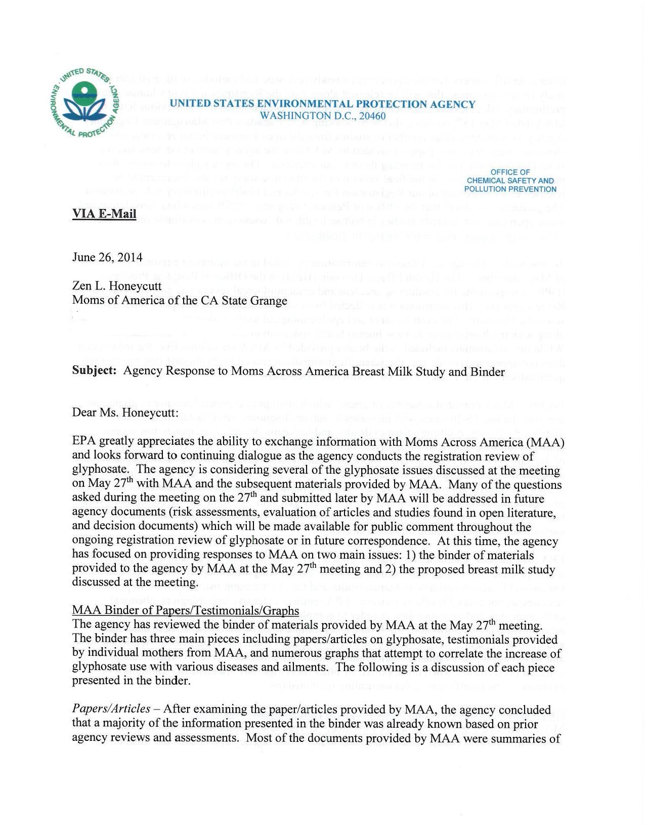 EPA Responds to Moms