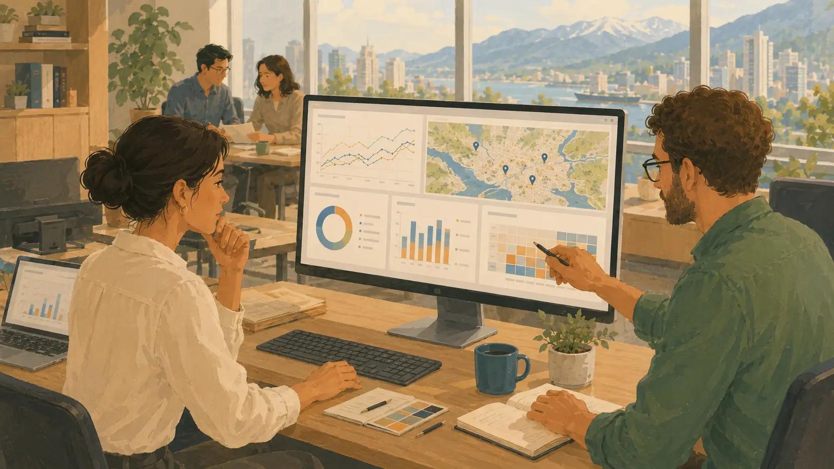 Place-based media campaign dashboard showing venue and playout reporting