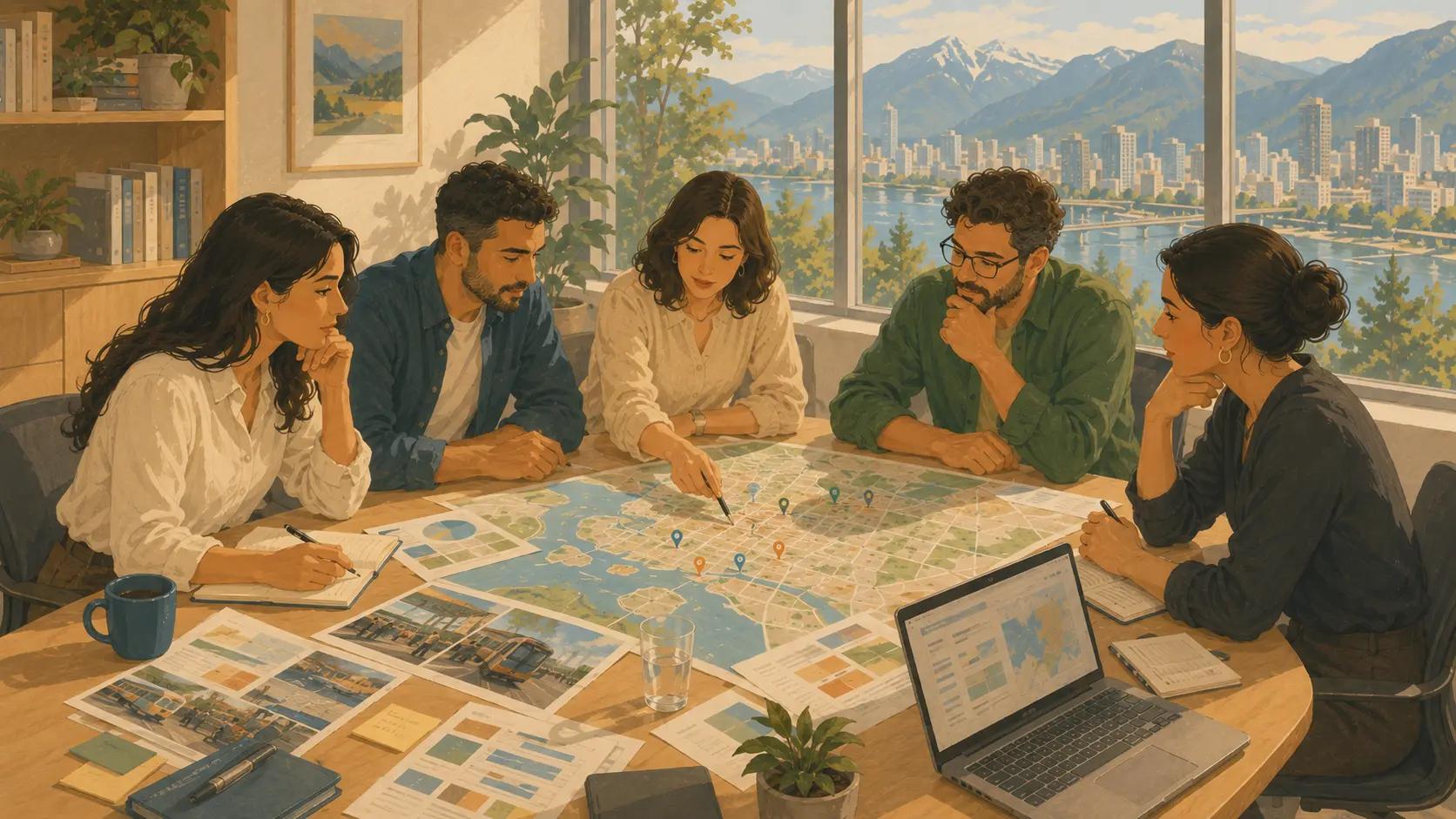 Agency planners reviewing a multicultural media strategy for Canadian markets