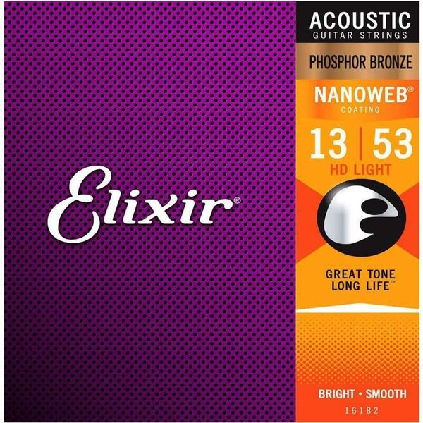 Enc Elixir Violão Aço ,013 Phosphor Bronze HD Light 16182 ,013 - ,053
