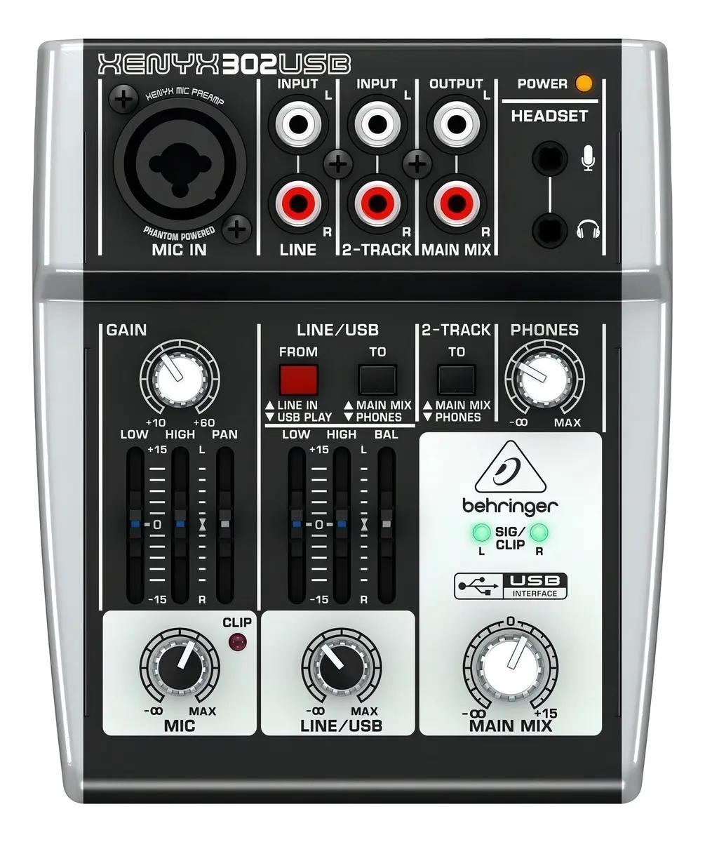 Mixer Behringer Xenyx 302USB Mic Preamp Interface USB/Audio Ideal Pequeno Studio