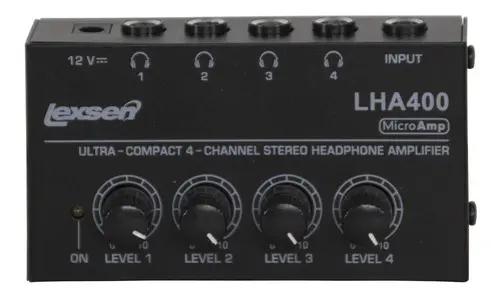 Amplificador Lexsen LHA-400 4-Canal Para Fone de Ouvido Entrada P/10 ¼"