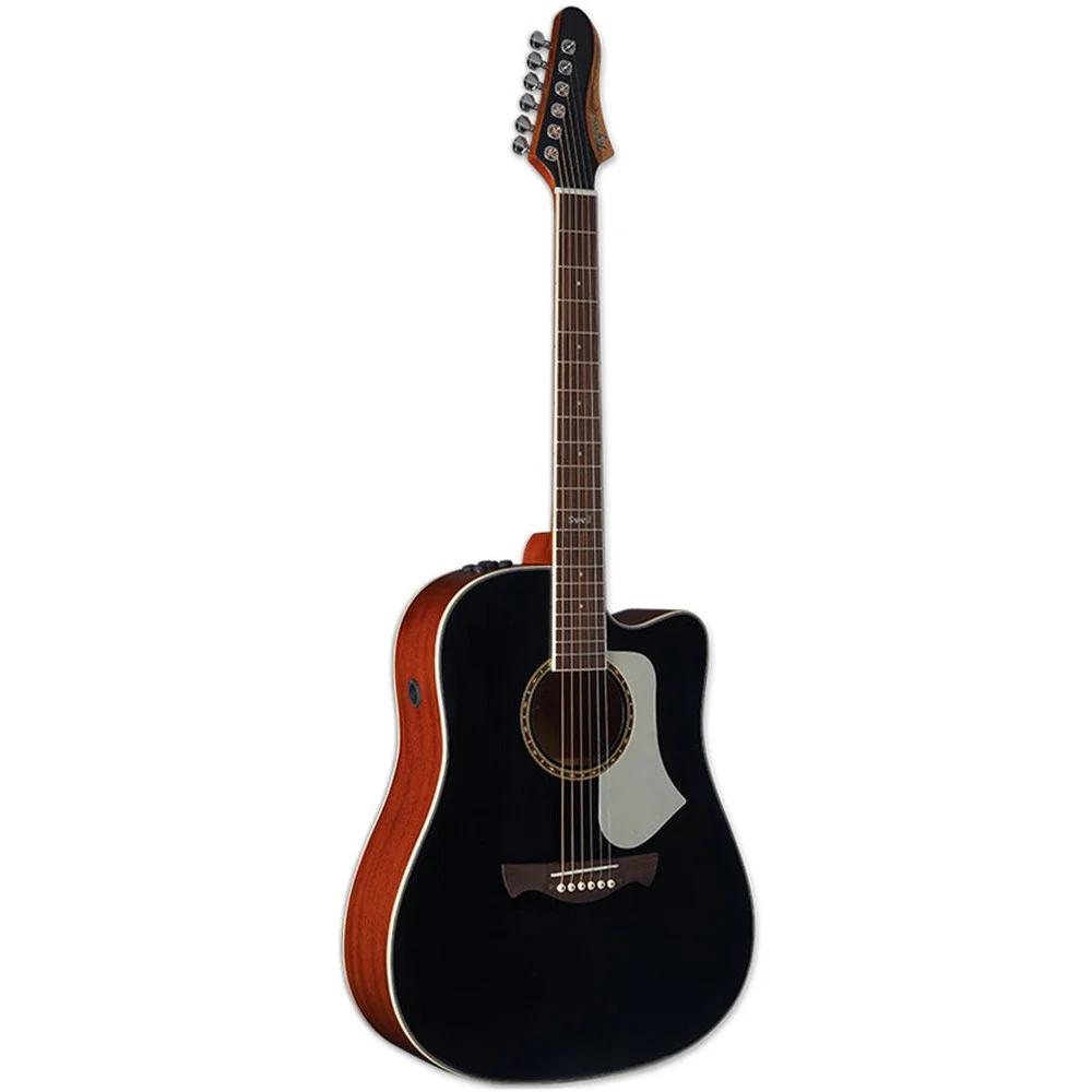 Violao Tagima Aço Swell Deluxe Dreadnought Folk Cutaway Eq Spruce Solido (PRETO)
