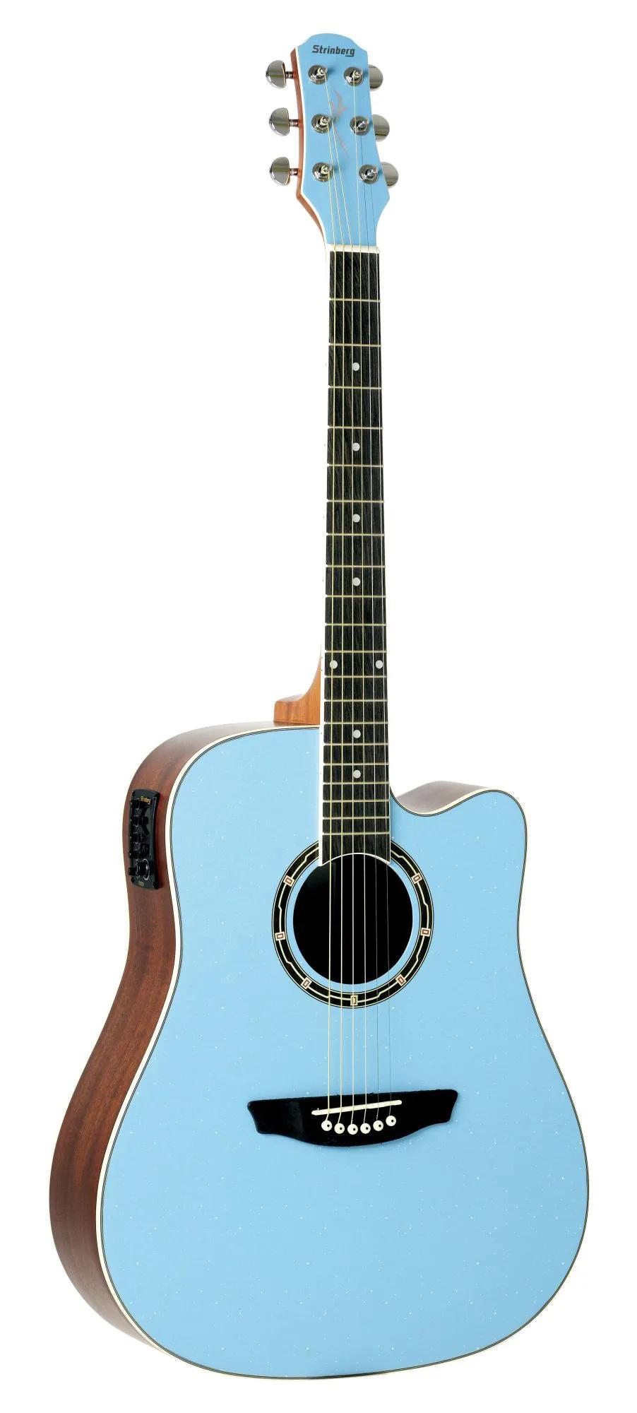 Violão Strinberg Aço CD40C Folk Cutaway Elet.;Piezo; Cor Azul Brilhan