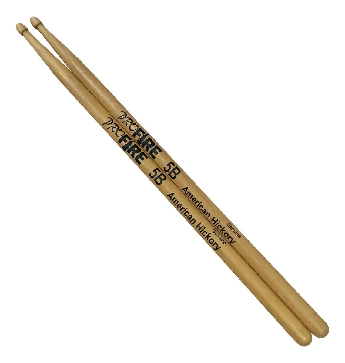 Baqueta Pro Fire 5B Ponta de Madeira Natural American Hickory 197