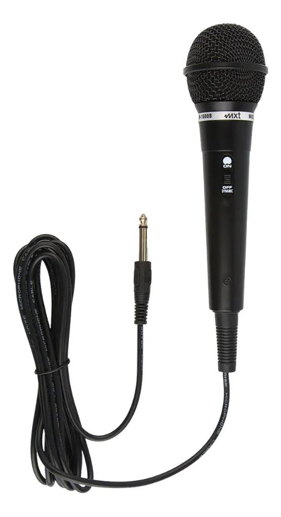Microfone MXT M1800B Plastico Preto CFio 3 Metros OD 4 MM