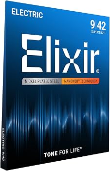 Enc Elixir Guitarra ,009 Super Light 12002 Revestida Prata Nanoweb ,009 - ,042