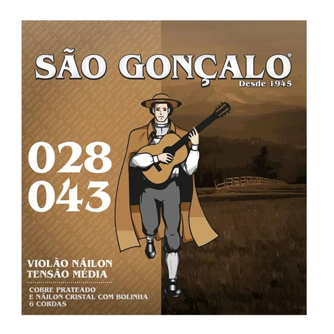 Enc São Gonçalo Violão Nylon Cristal/Cobre Prateado C/Bolinha T.Leve ,028-,043