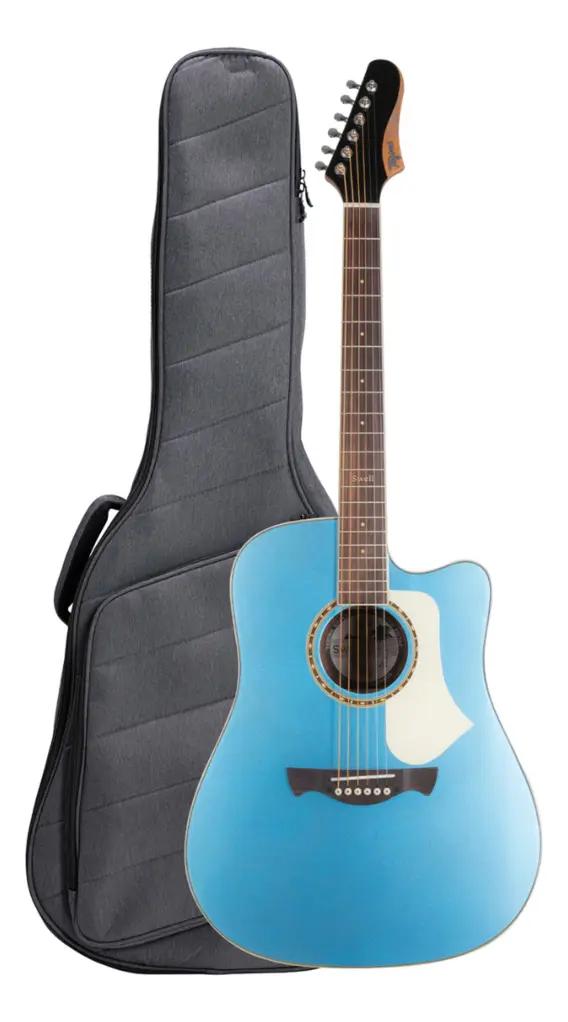 Violao Tagima Aço Swell Deluxe Dreadnought Folk Cutaway Eq Spruce Solido (AZUL)