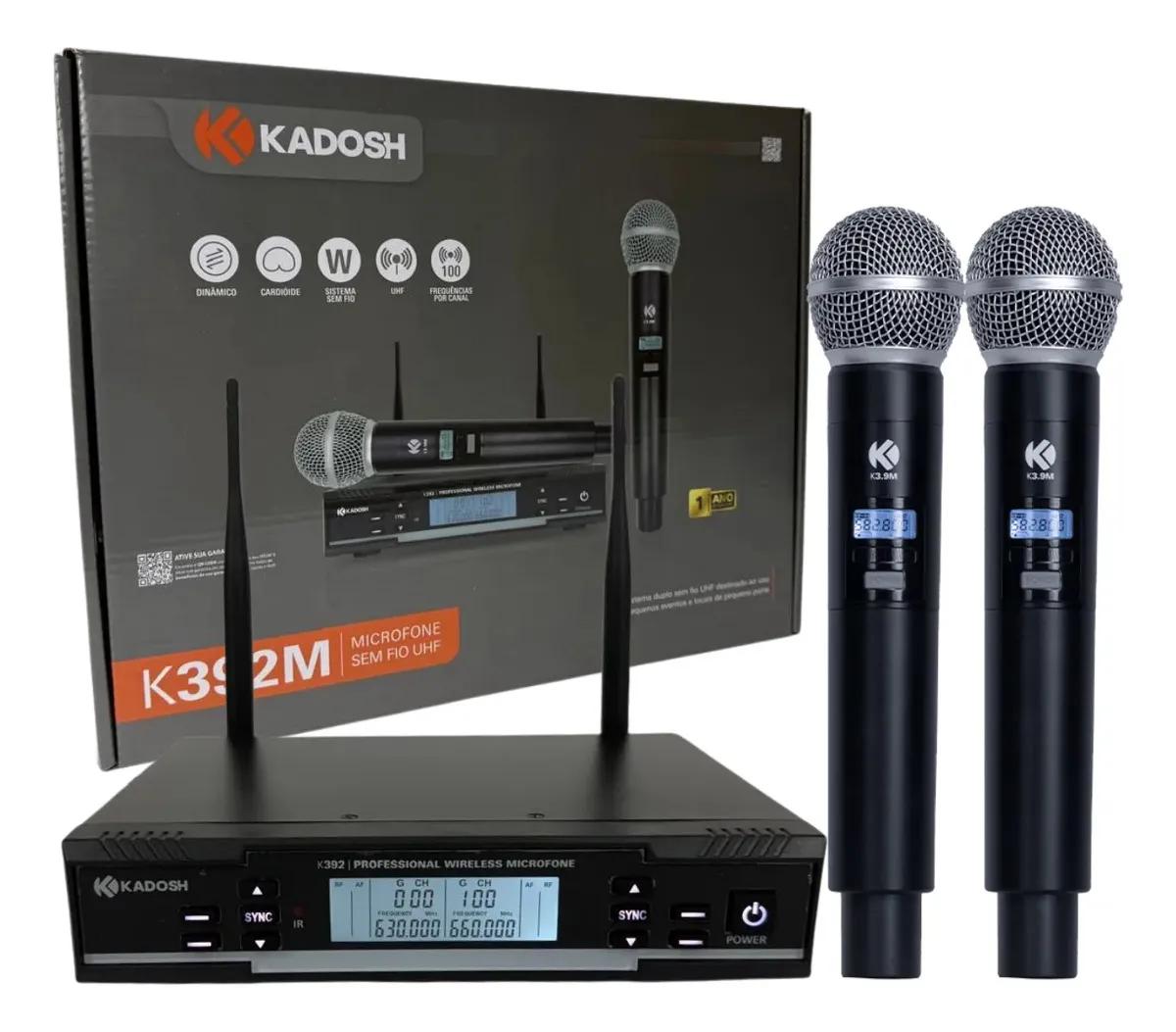 Microfone Kadosh K 392M Sem Fio Duplo C/2-Bastões B6