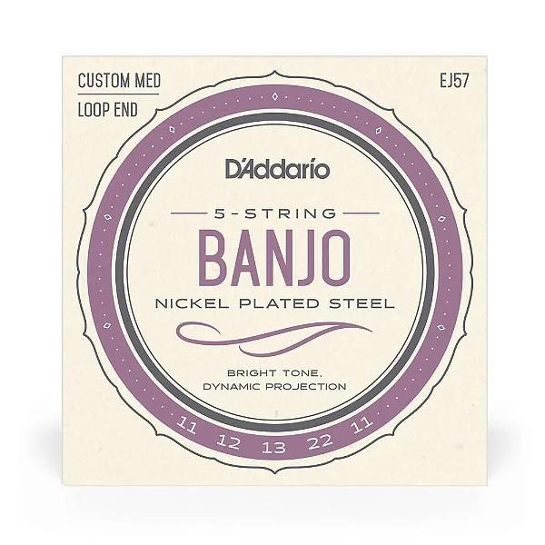 Enc D'Addario Banjo ,011 EJ57 5C Med Custom Nickel Plated Steel LOOP End