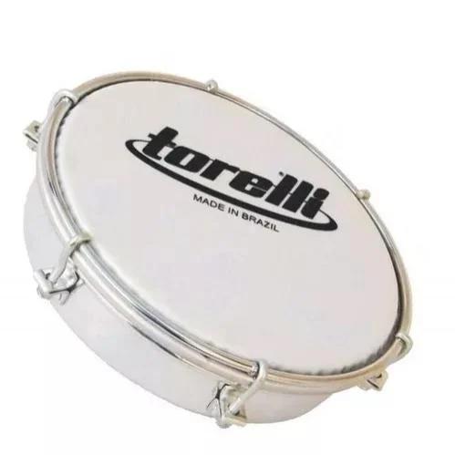Tamborim Torelli 6" Injetado Branco Pele Leitosa Plastico Aro Aço Inox