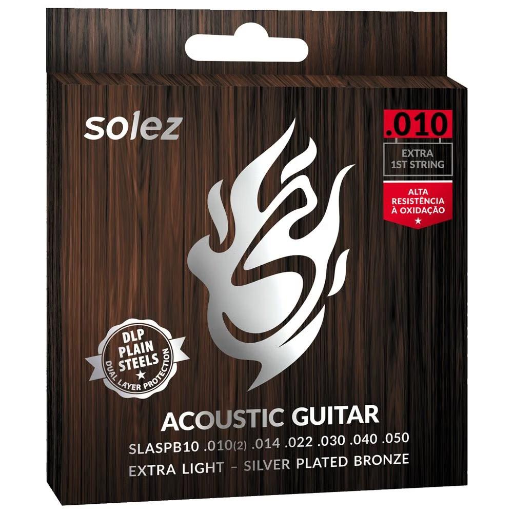Enc Solez Violão Aço ,010 SLASPB10 Extra Light Silver Plated Bronze 1ª(MI)Free