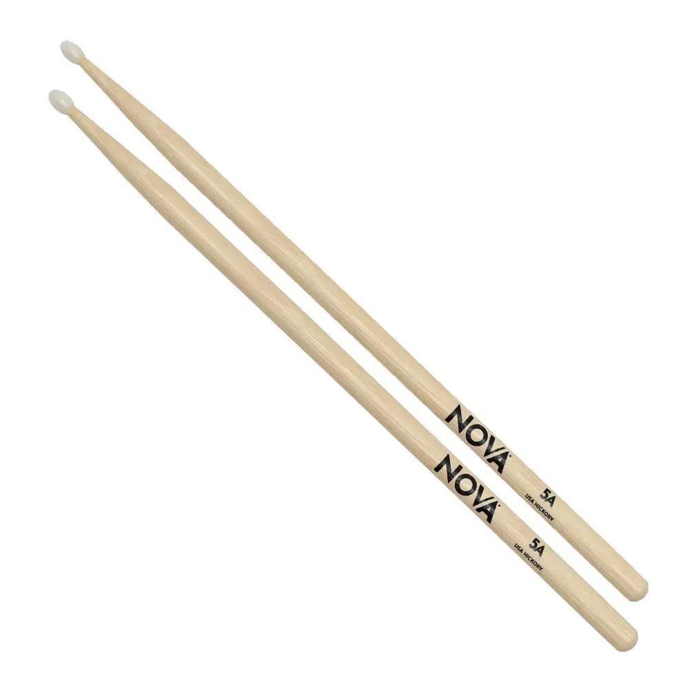 Baqueta Nova By Vic Firth 5A Ponta de Madeira N5A Madeira Hickory