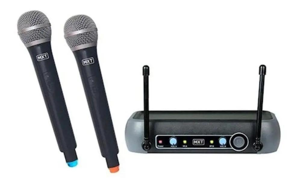 Microfone MXT 202 UHF Sem Fio 2-Bastão Duplo De Mão , FREQ.: 686.1 690.3MHZ