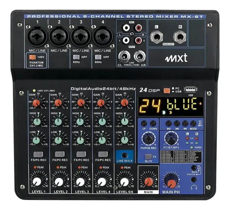 Mesa MXT 6Canais MX6T UsbMp3;Bluetooh;Phanton 48V;DSP24 Efeito