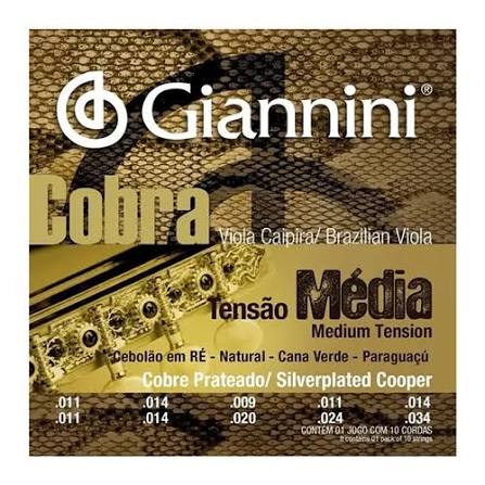 Enc Giannini Viola Aço ,011 GESVM Cobra Prata Média Cebolão RÉ Natural Cana Verd