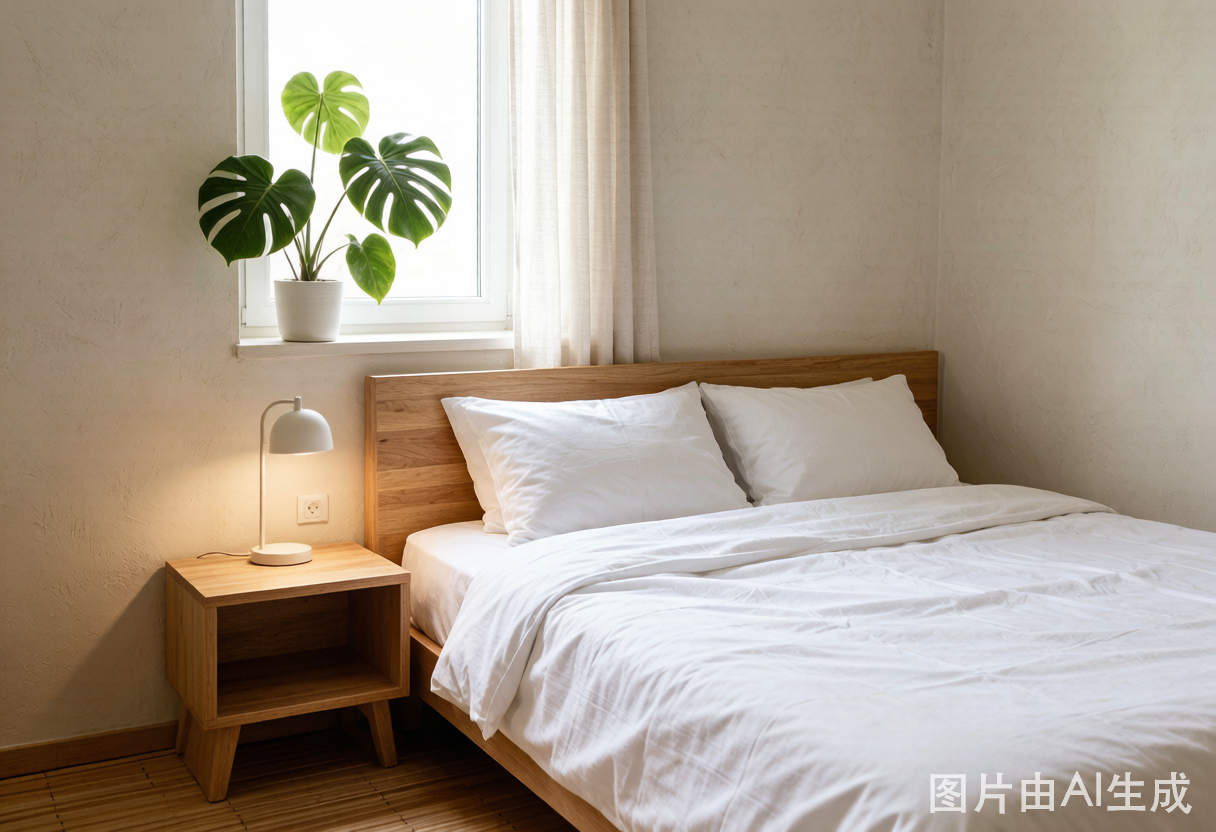 Eco-friendly hotel room with organic bedding
