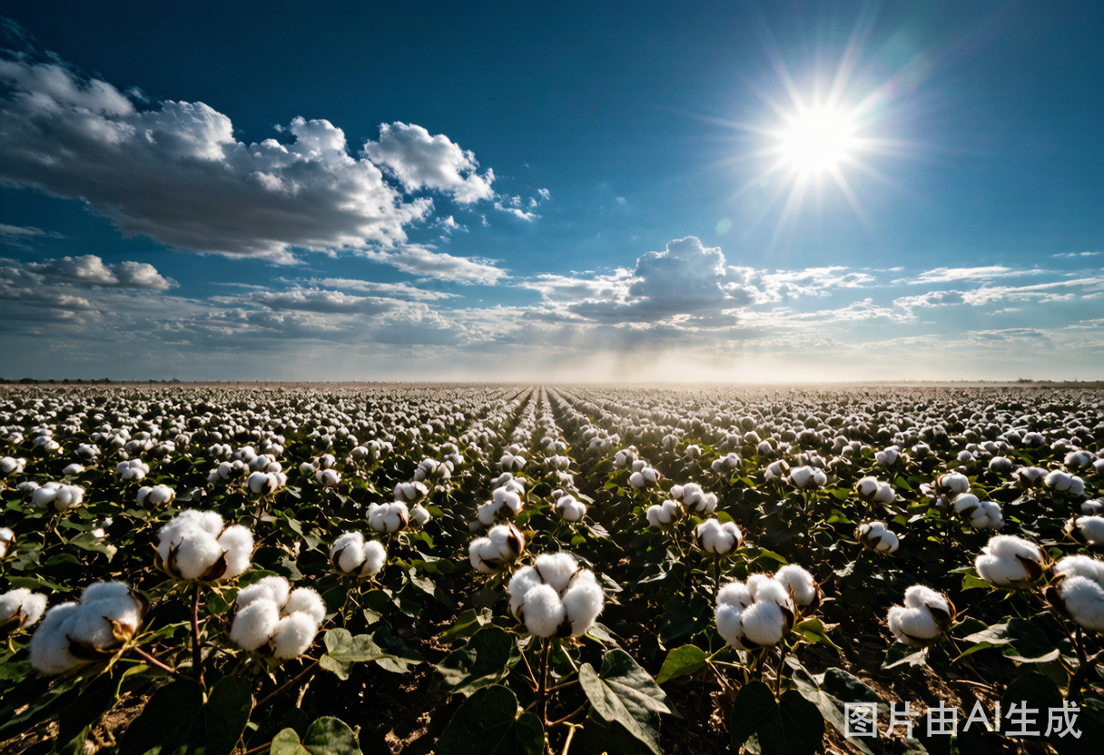 Cotton field under intense sun