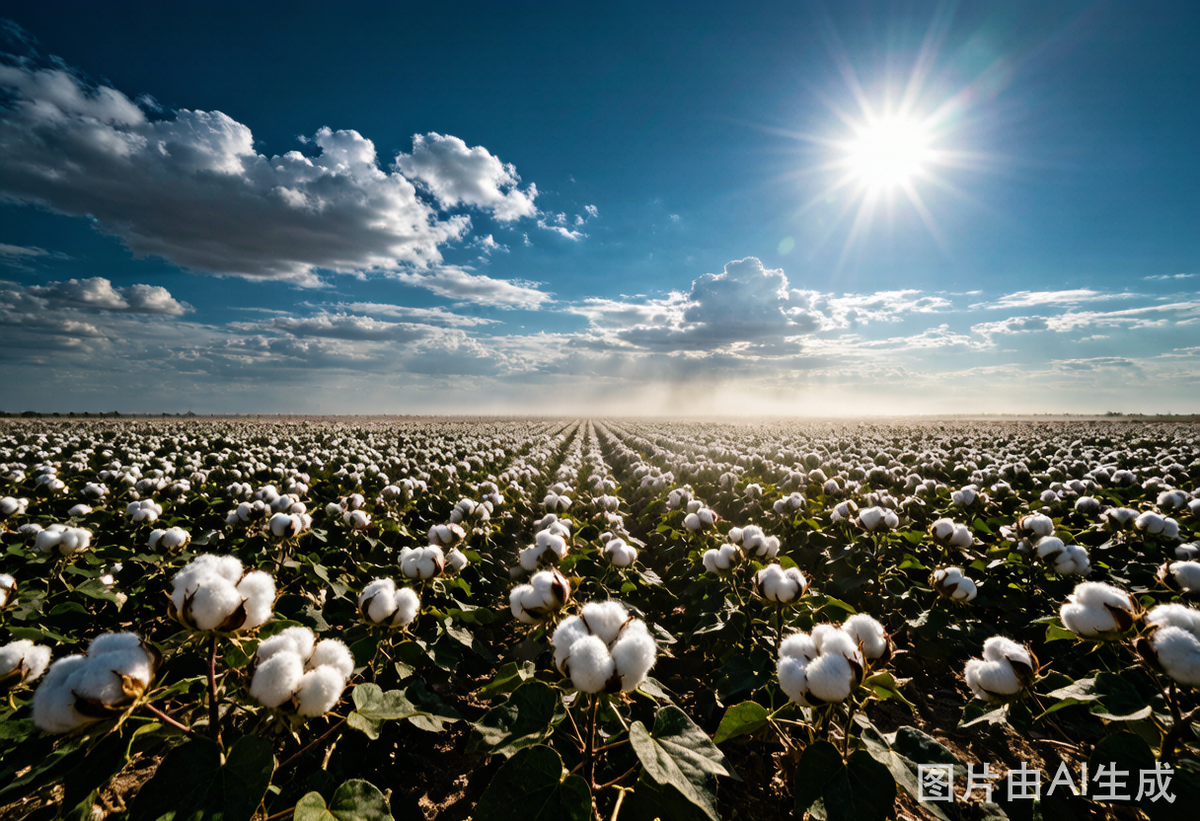 Cotton field under intense sun