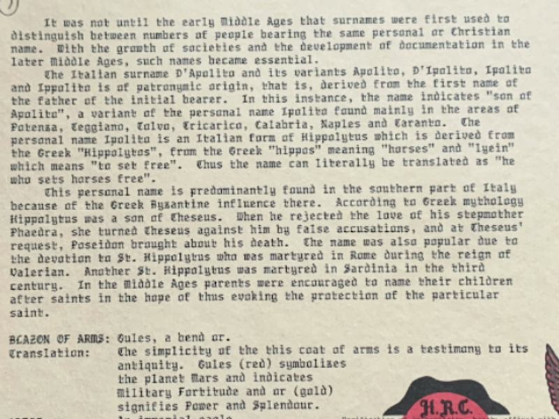 History of the D'Apolito Family Name