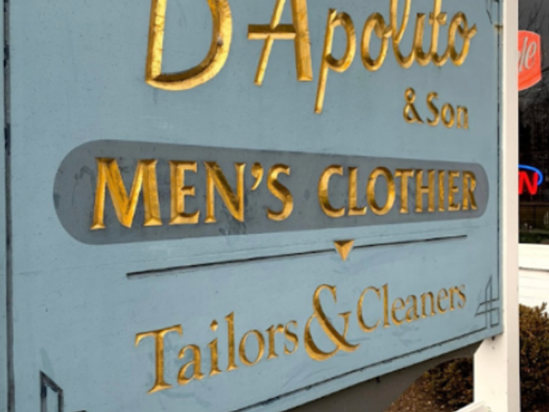 Sign for Joseph D'Apolito & Son Men's Clothier Tailors & Cleaners