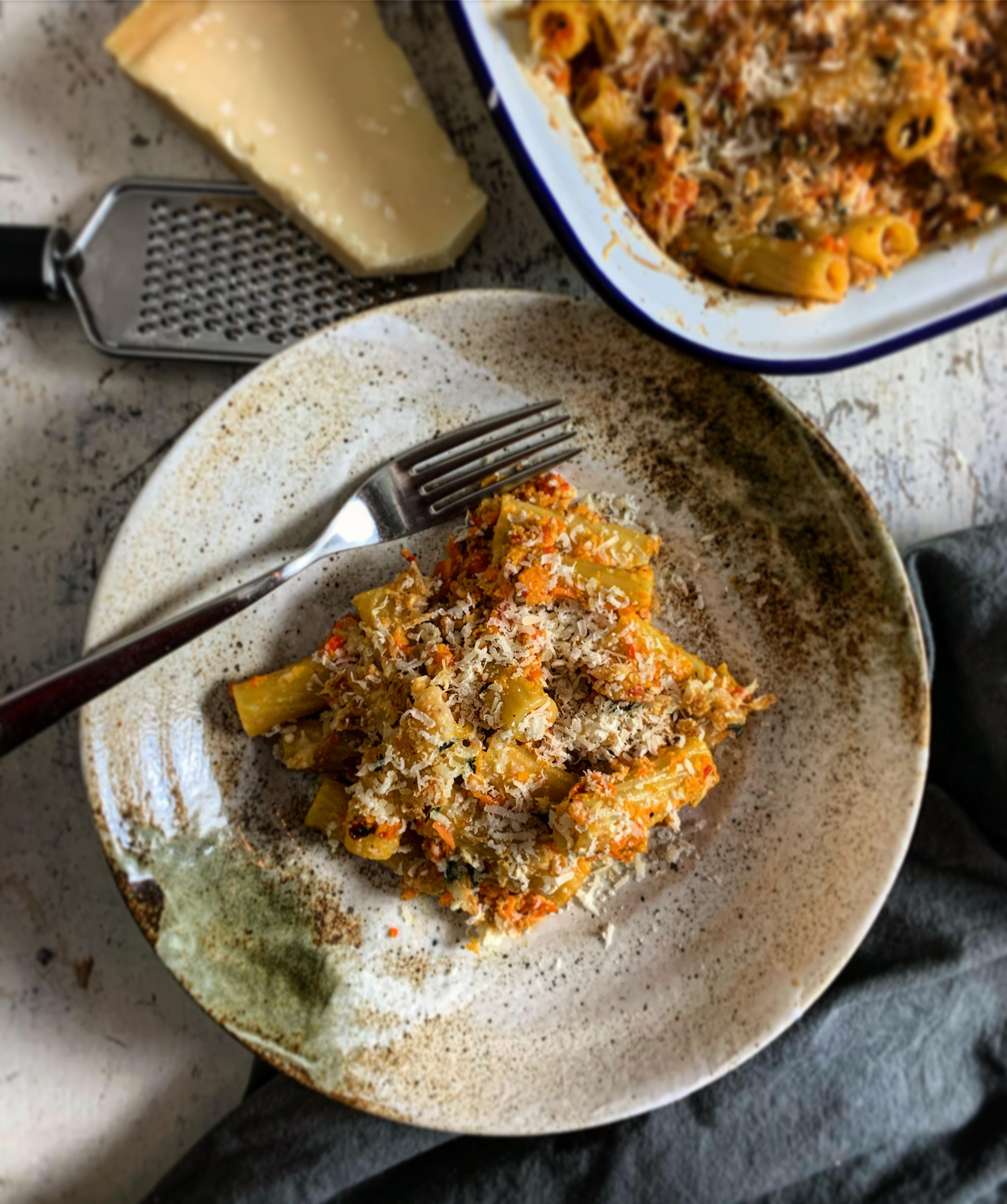 Caramelised Onion Sausage, Roasted Red Pepper and Mascarpone Rigatoni