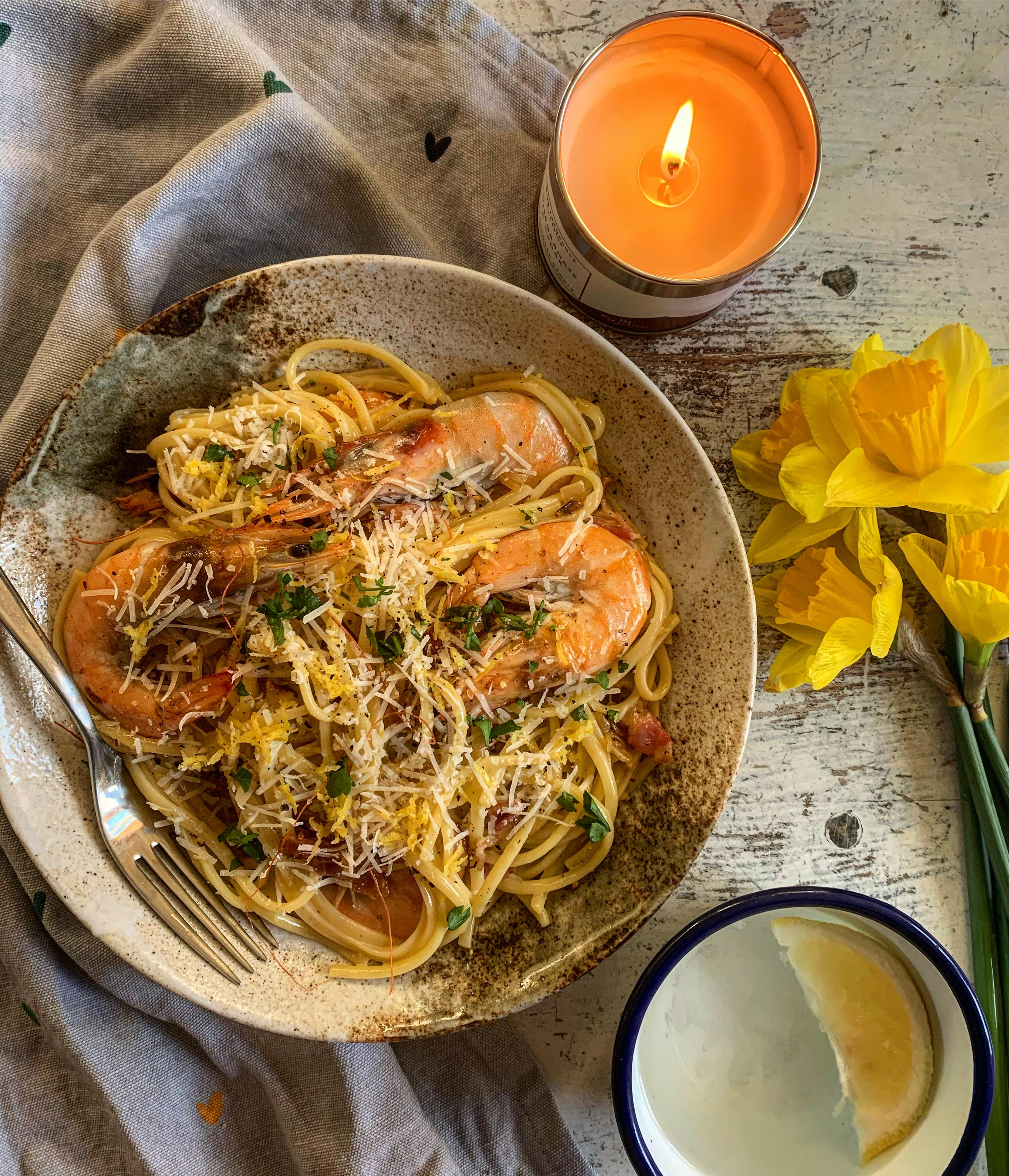 King Prawn and Lemon Carbonara