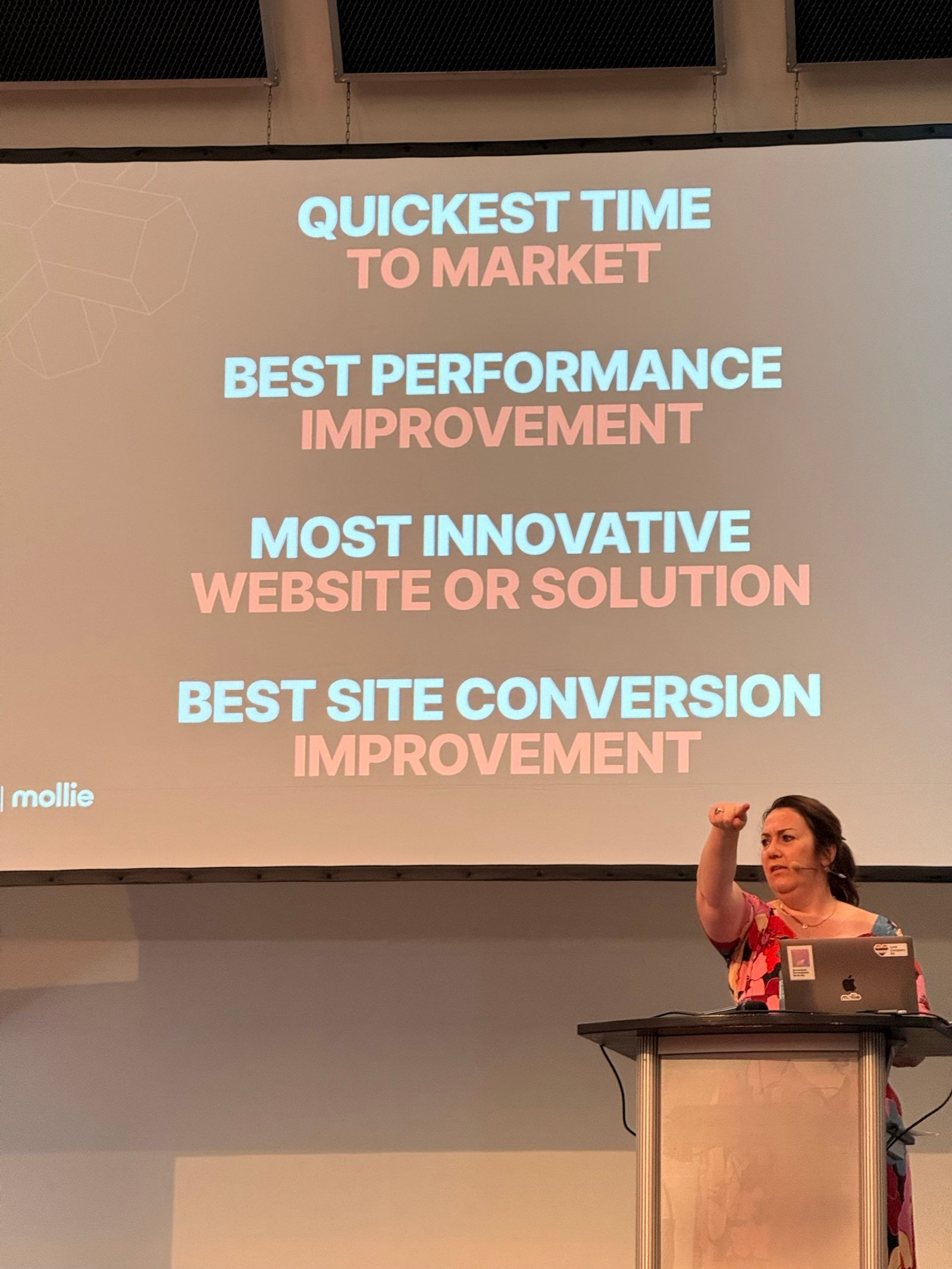 Pe scena HIVE Germany 2026 din Mainz, cele patru categorii ale premiilor pe ecran: Quickest Time to Market, Best Performance Improvement, Most Innovative Website or Solution și Best Site Conversion Improvement.