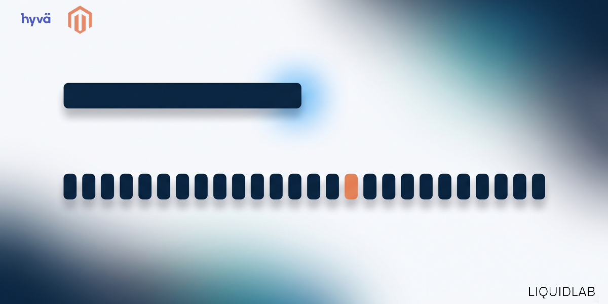 A short solid bar beside a long row of small segments, showing one continuous launch against a project split into many stages