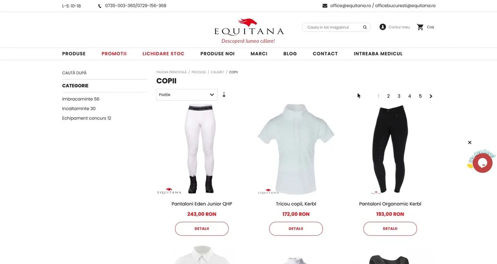 The Kids category on the old Equitana store, on Magento 1.