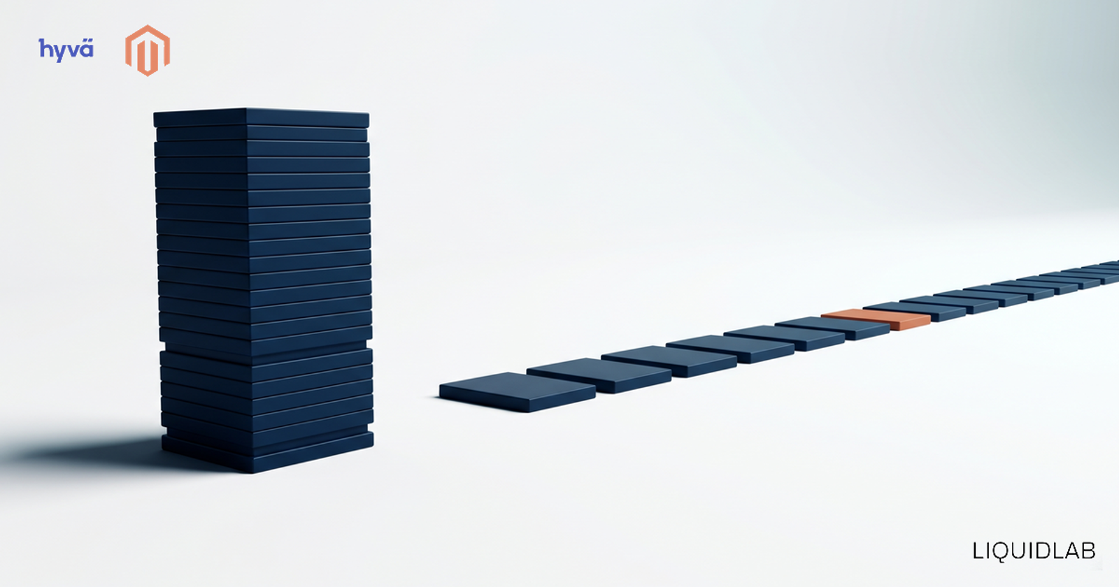 One tall stacked column beside a long row of separate plates laid out flat, a single payment set against a series of smaller ones