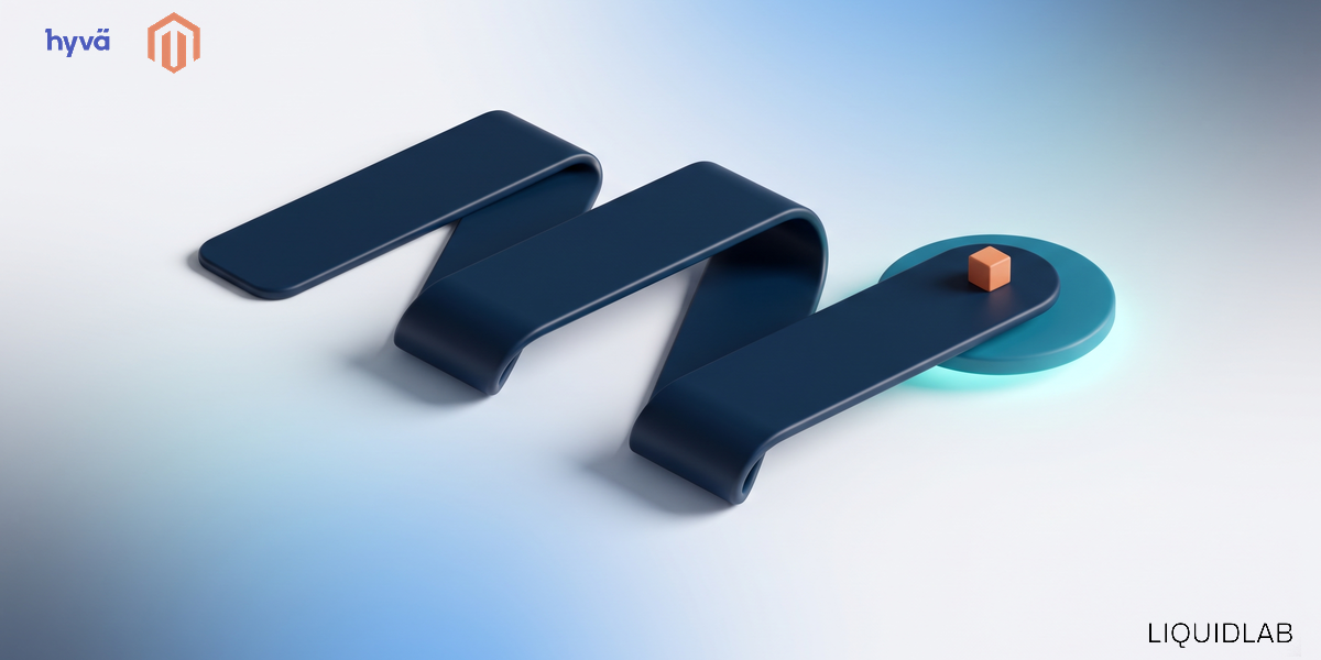 A navy ribbon folding through three stages and arriving on a glowing teal pad, a checkout path that ends in one place