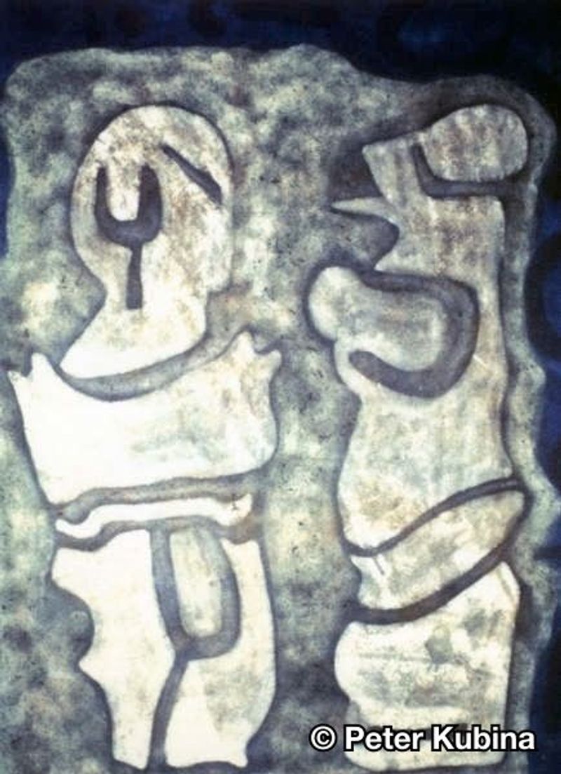 2 Stone Figures Painting