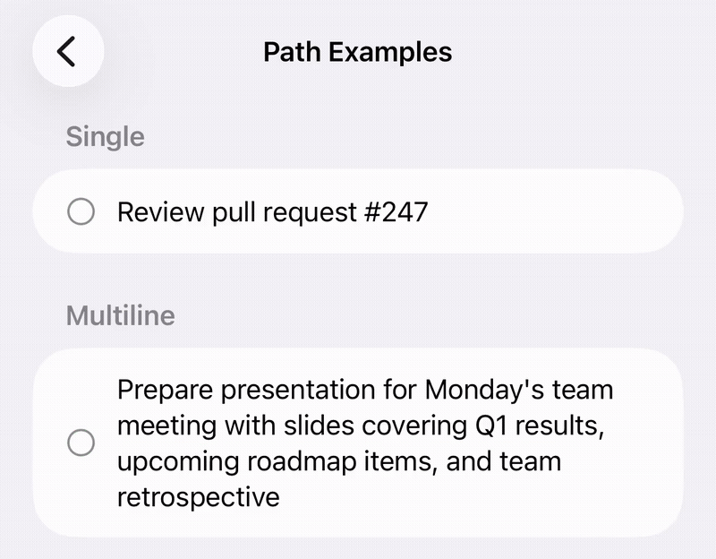 Path as an overlay on the Text view’s issues with multiline text.