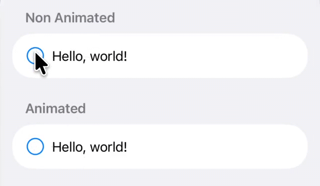 Default implementation of strikethroughs in Swift vs. the intended effect. Animated and non animated examples.