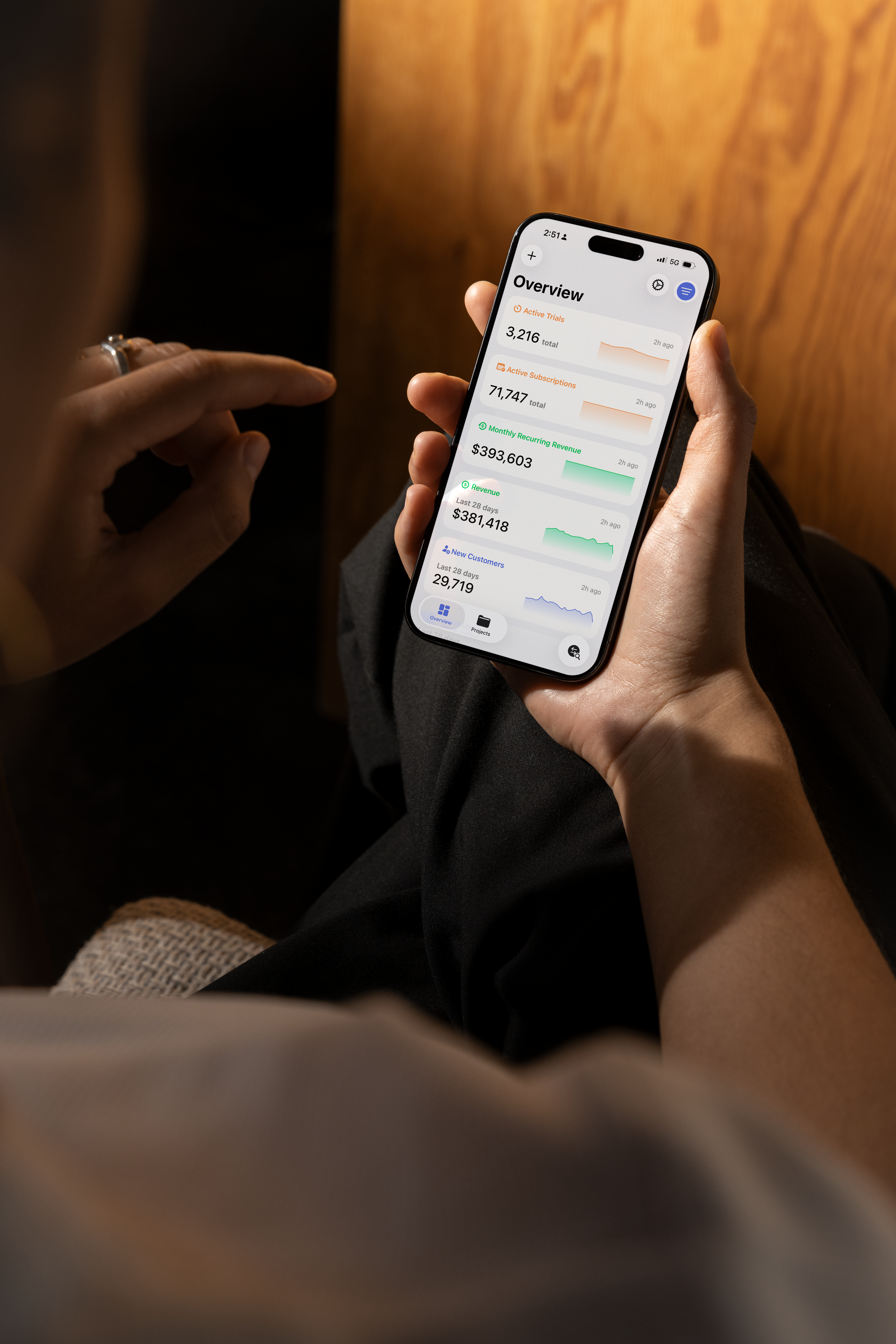 A person using the RevenueCat app.