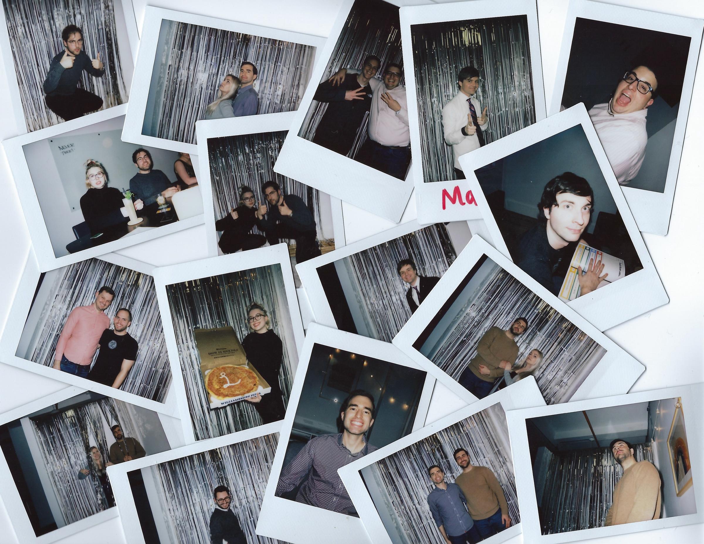 A collage of Polaroid photos from the Lickability holiday party.