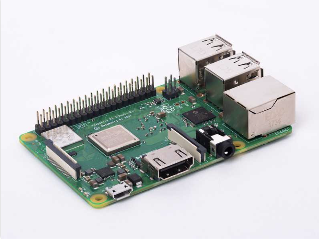 A Raspberry Pi single-board computer.