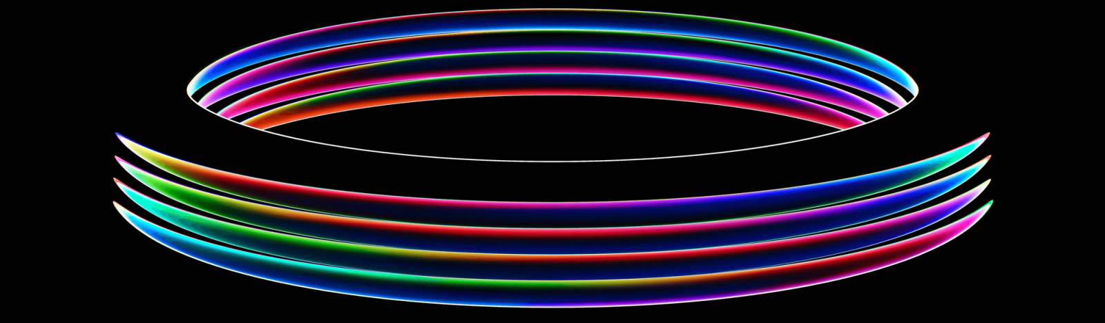 Multicolored rings on a black background