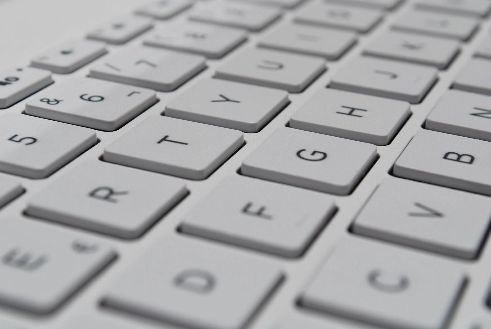 A MacBook Pro keyboard, at an angle