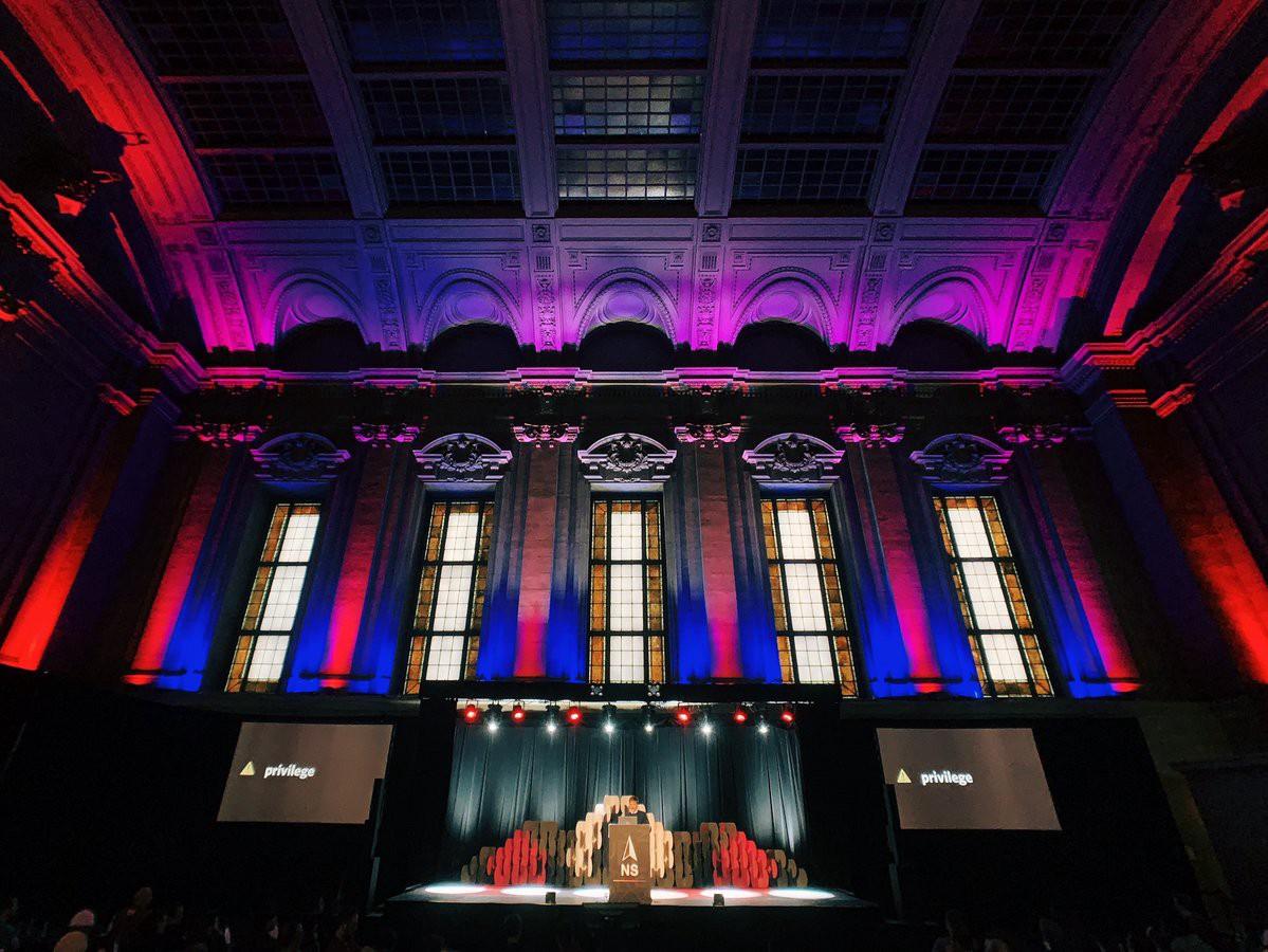 Matt on stage at NSNorth 2019.