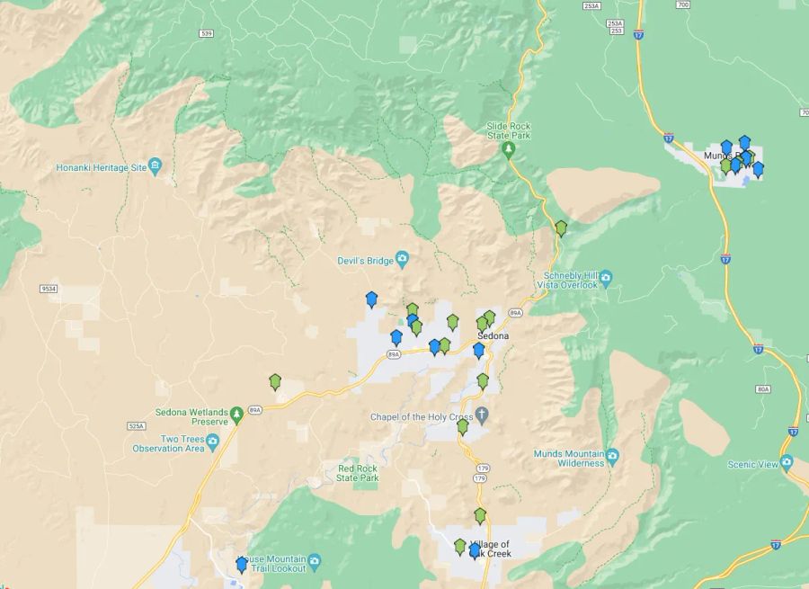 Sedona Service Map