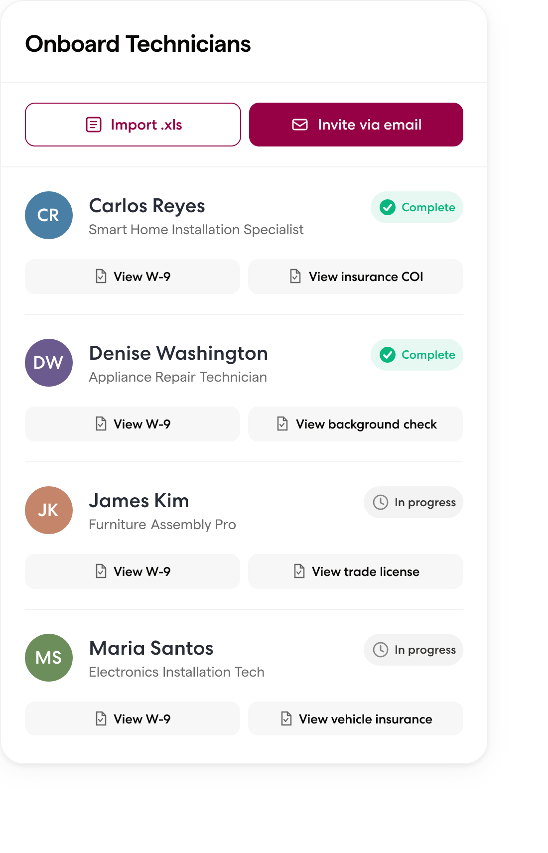 Wingspan contractor onboarding flow