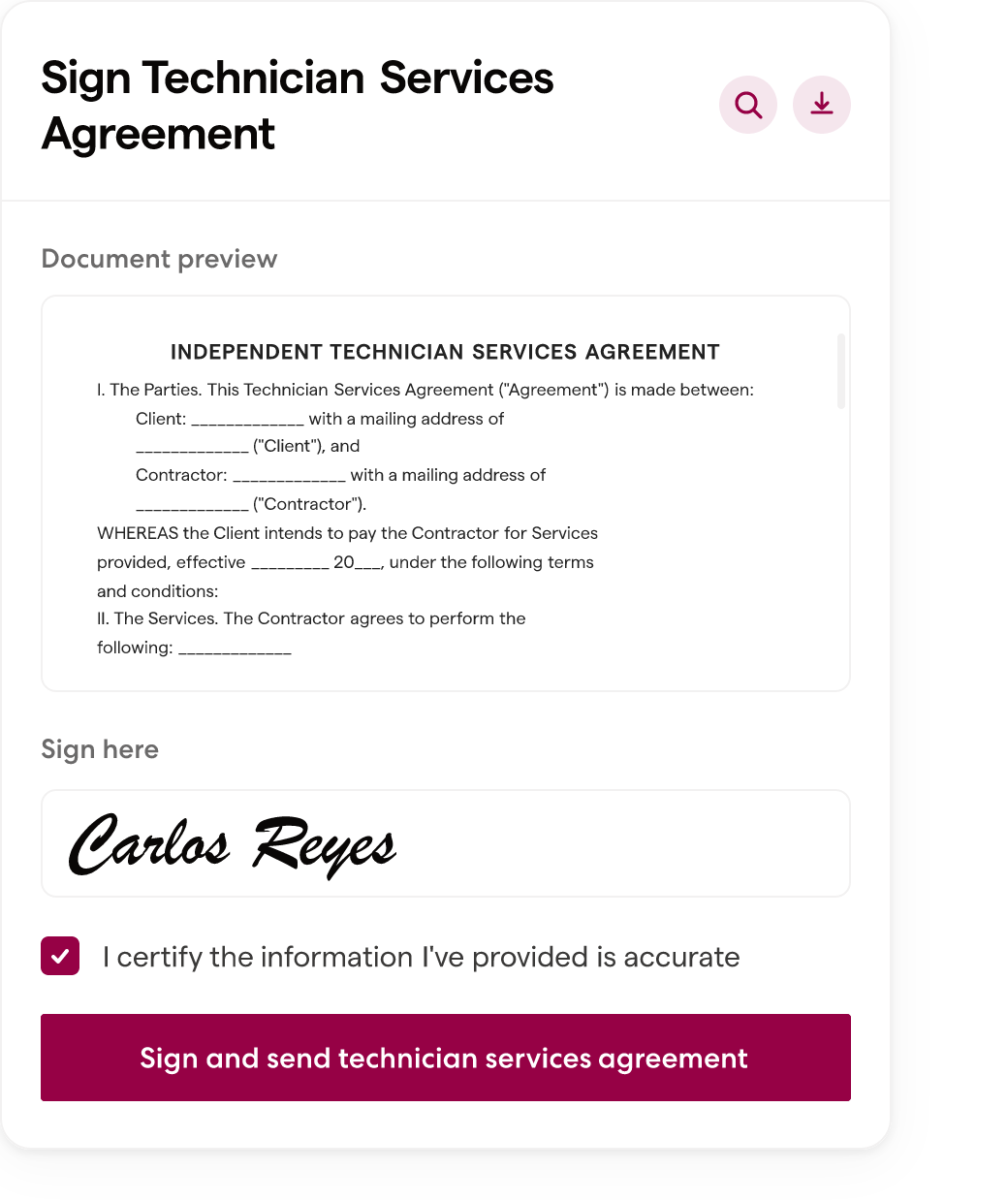 Wingspan digital agreement signing